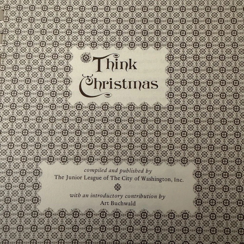 Vintage 1970s  Think Christmas Cookbook Junior League Washington DC Recipes